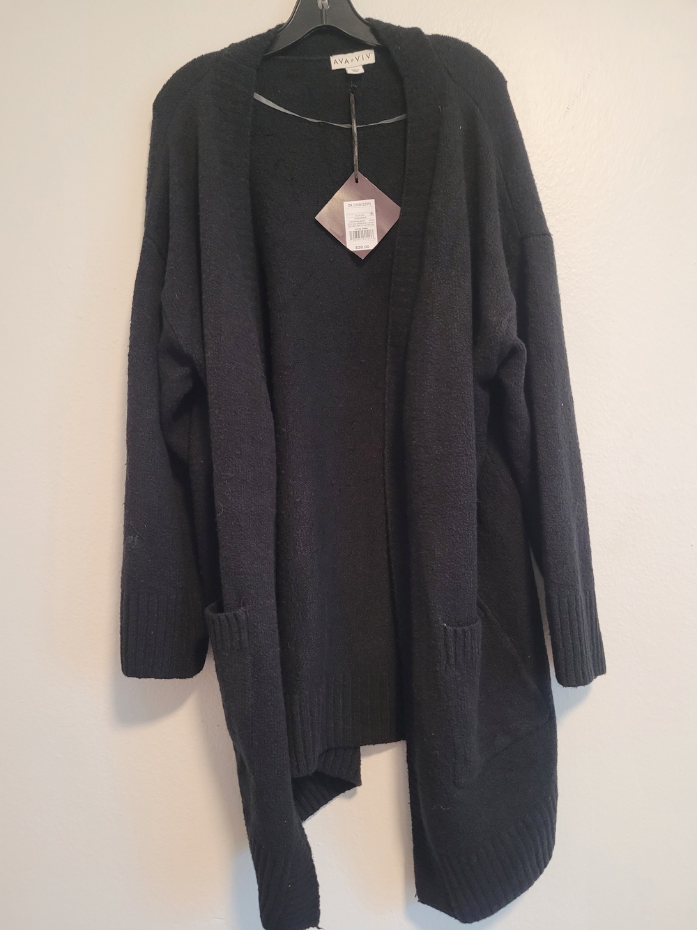 Ava & Viv Black Open-Front Women's Cardigan Sweater